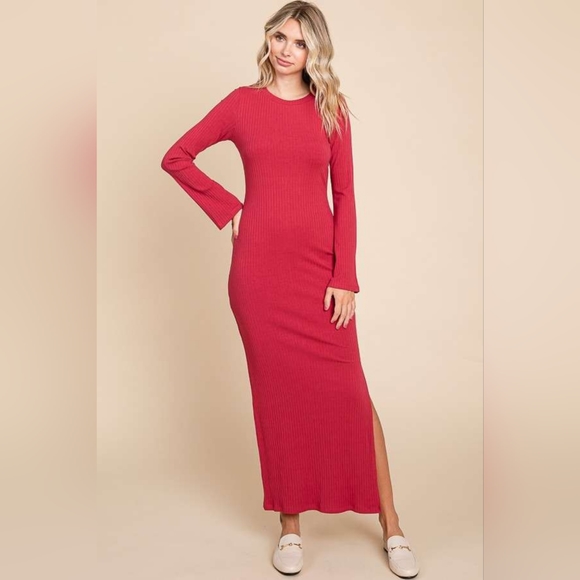 Culture Code Full Size Round Neck Bodycon Bell Maxi Dress - Picture 8 of 8